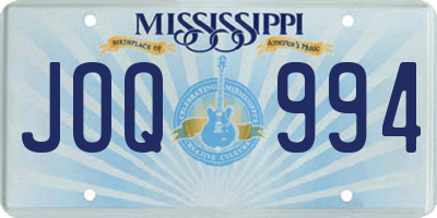 MS license plate JOQ994