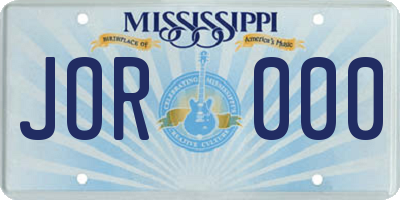 MS license plate JOR000
