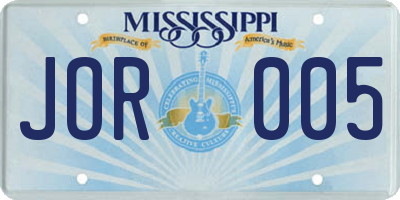 MS license plate JOR005