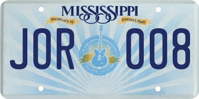 MS license plate JOR008