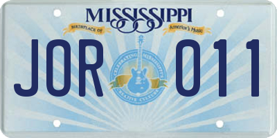 MS license plate JOR011
