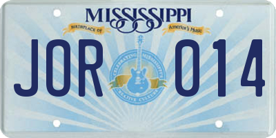 MS license plate JOR014