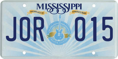 MS license plate JOR015