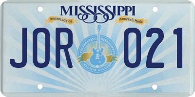 MS license plate JOR021