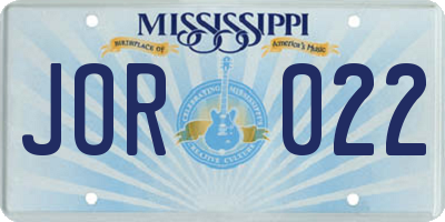 MS license plate JOR022