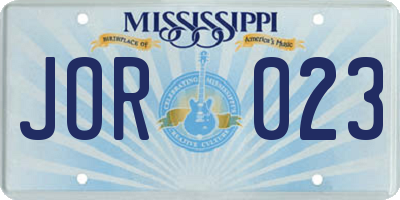 MS license plate JOR023