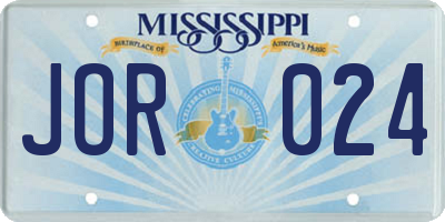 MS license plate JOR024