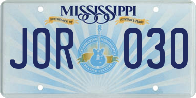 MS license plate JOR030