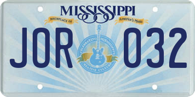 MS license plate JOR032