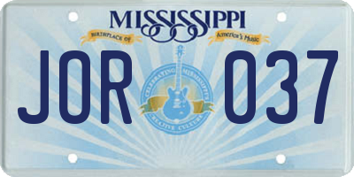 MS license plate JOR037
