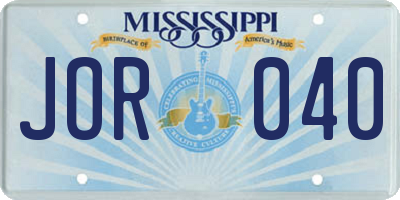 MS license plate JOR040