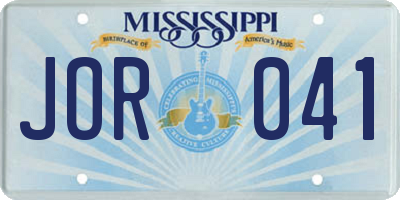 MS license plate JOR041