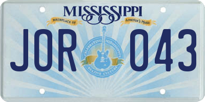 MS license plate JOR043