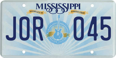 MS license plate JOR045