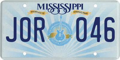 MS license plate JOR046