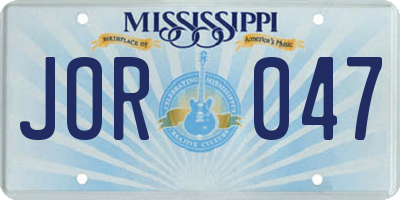 MS license plate JOR047