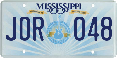 MS license plate JOR048