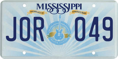 MS license plate JOR049