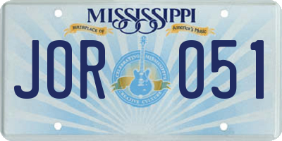 MS license plate JOR051
