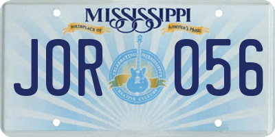 MS license plate JOR056