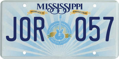 MS license plate JOR057