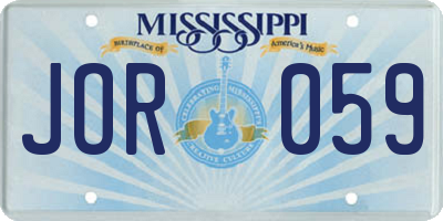 MS license plate JOR059