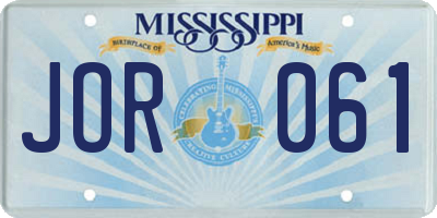 MS license plate JOR061