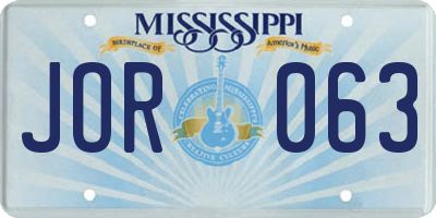MS license plate JOR063