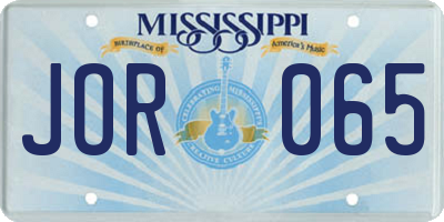 MS license plate JOR065