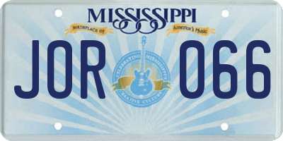 MS license plate JOR066