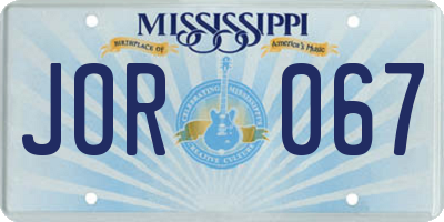 MS license plate JOR067