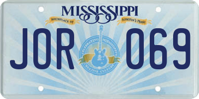MS license plate JOR069