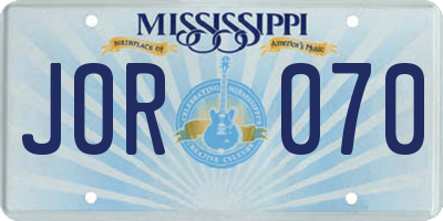MS license plate JOR070