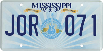 MS license plate JOR071