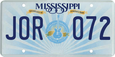 MS license plate JOR072