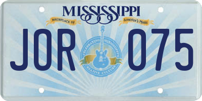 MS license plate JOR075