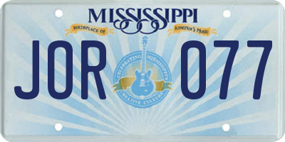 MS license plate JOR077
