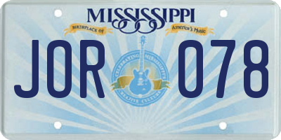 MS license plate JOR078