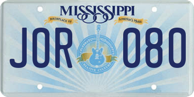 MS license plate JOR080
