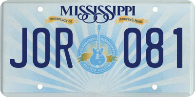 MS license plate JOR081