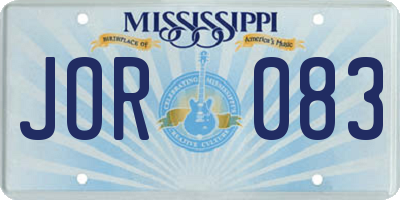 MS license plate JOR083