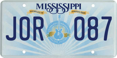 MS license plate JOR087
