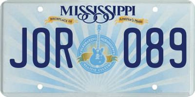 MS license plate JOR089