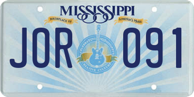 MS license plate JOR091