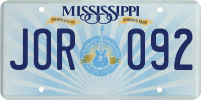 MS license plate JOR092