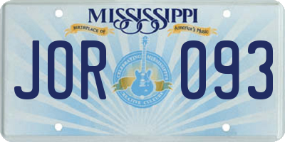 MS license plate JOR093