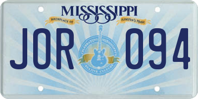 MS license plate JOR094