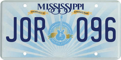 MS license plate JOR096