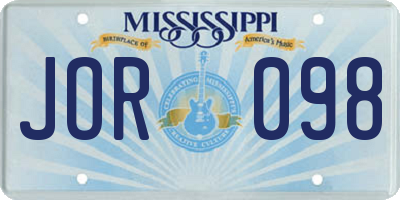 MS license plate JOR098