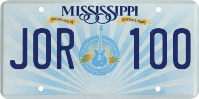 MS license plate JOR100